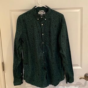 Old Navy Green Floral Button Down Shirt